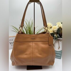 COACH Lexy Pebble Leather Shoulder Bag in Saddle Brown
